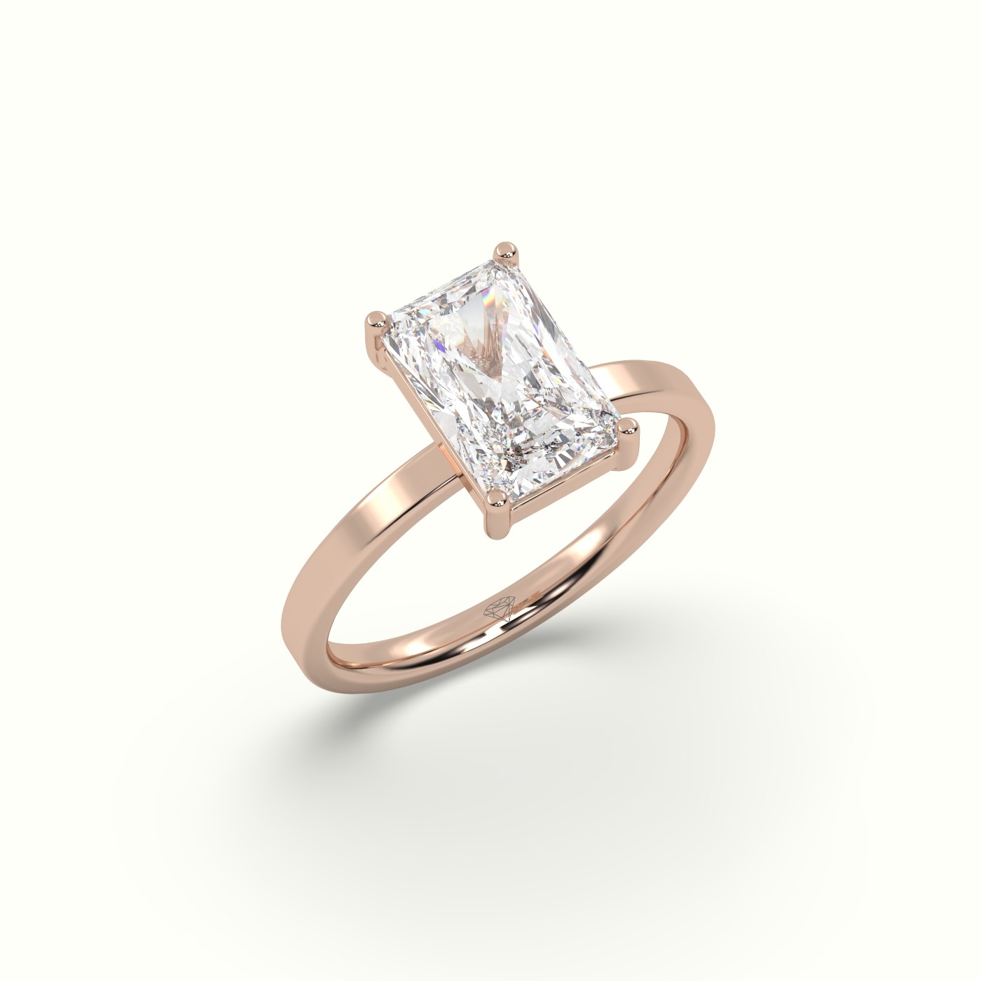 18K ROSE GOLD Radiant Cut Solitaire Diamond Ring Precious Jewels Antwerp Radiance