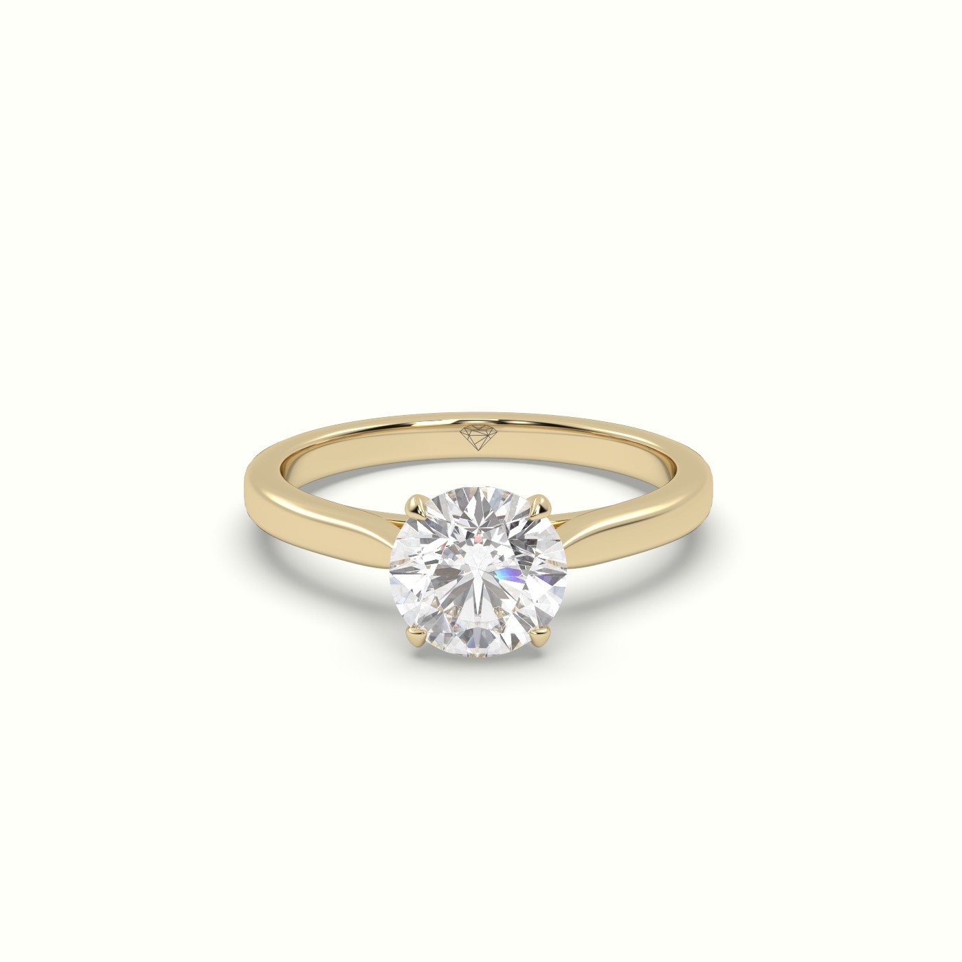 18K Yellow Gold Round Cut Solitaire Diamond 4 prongs Ring