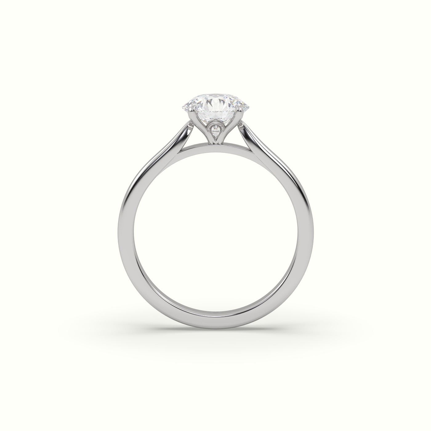 18K White Gold Round Solitaire Diamond 4 prongs Engagement Ring