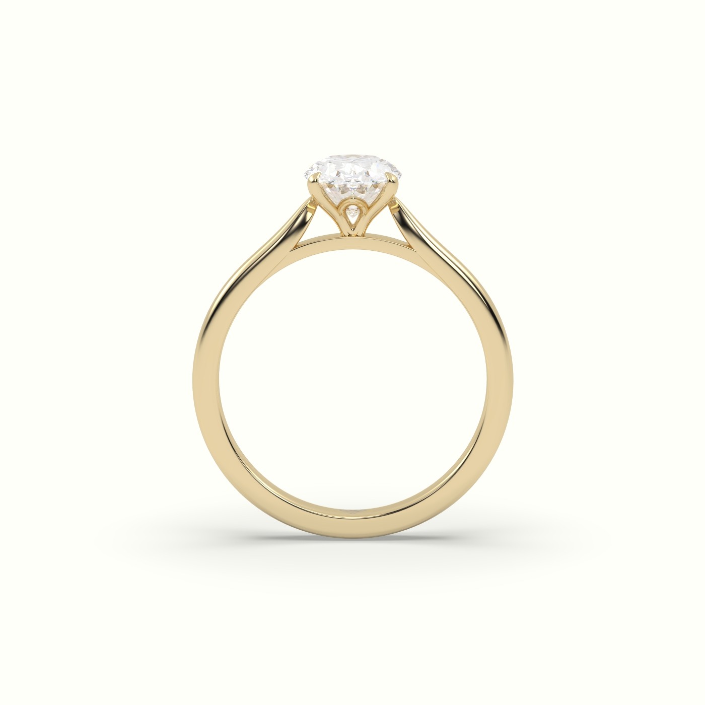 18K Yellow Gold Oval Cut Solitaire Diamond 4 prongs Engagement Ring