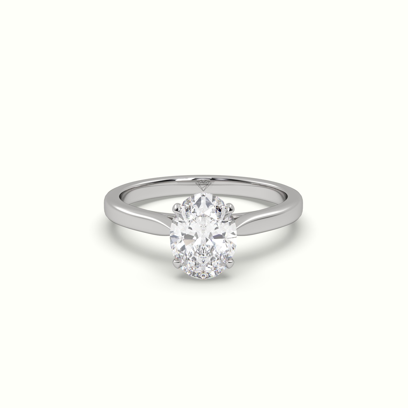 18K White Gold Oval Cut Solitaire Diamond 4 prongs Ring