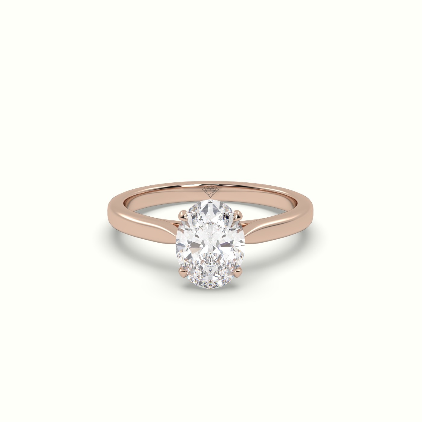 18K Rose Gold Oval Cut Solitaire Diamond 4 prongs Ring