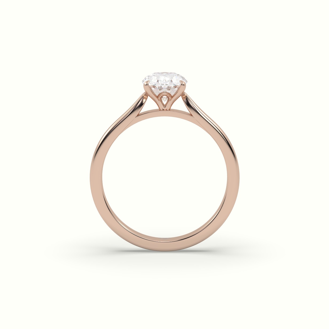 18K Rose Gold Oval Cut Solitaire Diamond 4 prongs Ring