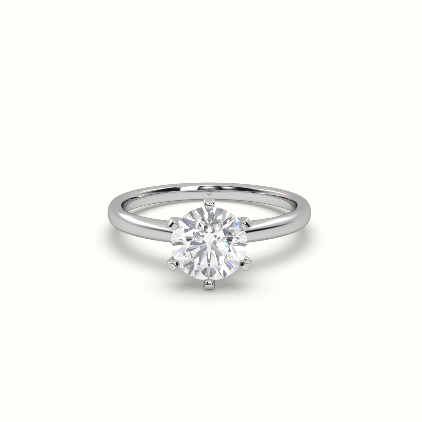 18K White Gold Solitaire Round Diamond Ring 6 Prong Splendor