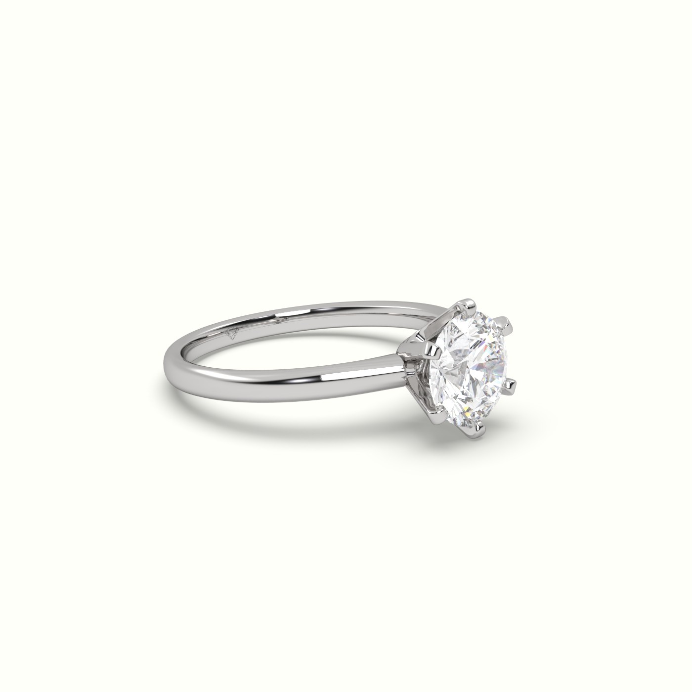 18K White Gold Solitaire Round Diamond Ring 6 Prong Splendor